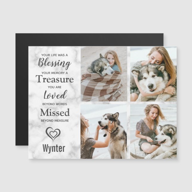 Pet Memorial Keepsake Photo Collage Magnet (Front/Back)