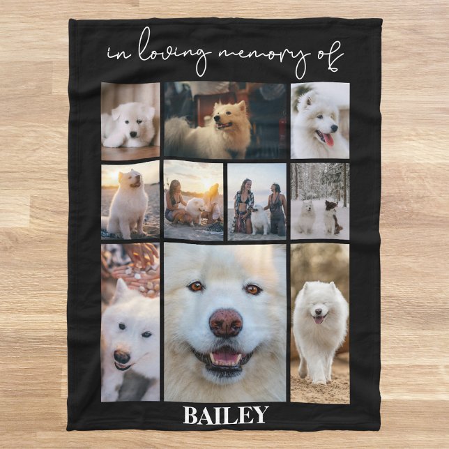 Pet Memorial Keepsake Photo Collage Name  Fleece Blanket (Creator Uploaded)