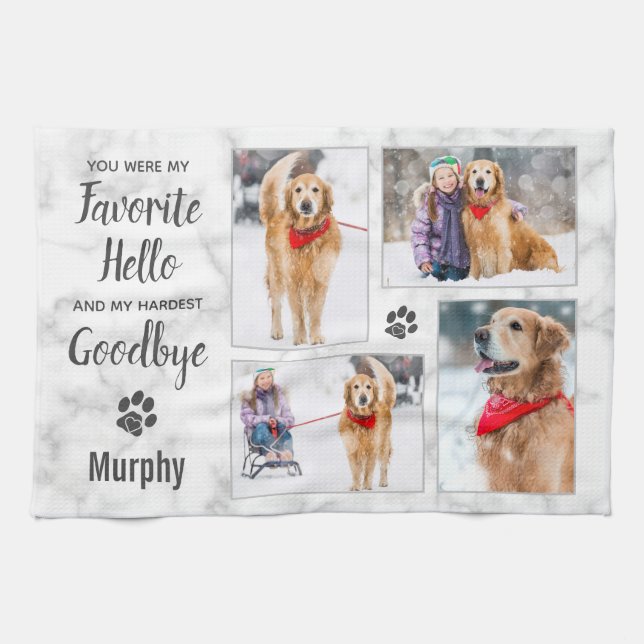 Pet Memorial Keepsake Photo Collage Tea Towel (Horizontal)