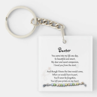 Pet memorial keychain template Paw Prints on heart