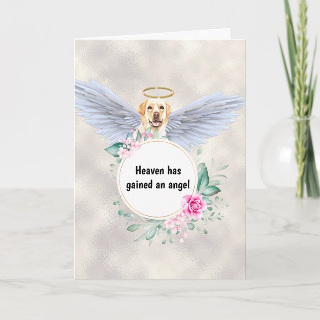 Pet memorial Labrador dog angel wings poem Card (Front)
