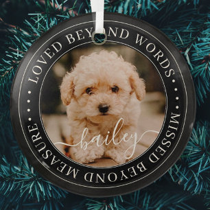 Pet Memorial Loved Beyond Words Elegant Chic Photo Glass Tree Decoration