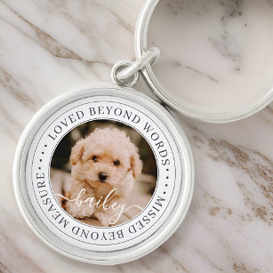 Pet Memorial Loved Beyond Words Elegant Chic Photo Key Ring