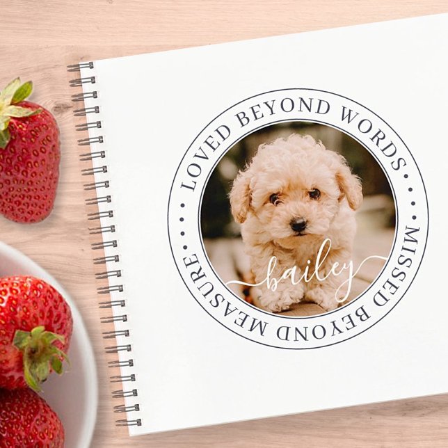 Pet Memorial Loved Beyond Words Elegant Chic Photo Notebook (Creator Uploaded)