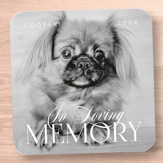 Pet Memorial Loving Memory Simple Modern Photo Square Sticker (Creator Uploaded)