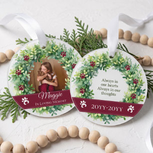 Pet Memorial Loving Memory Wreath Photo Keepsake Ornament