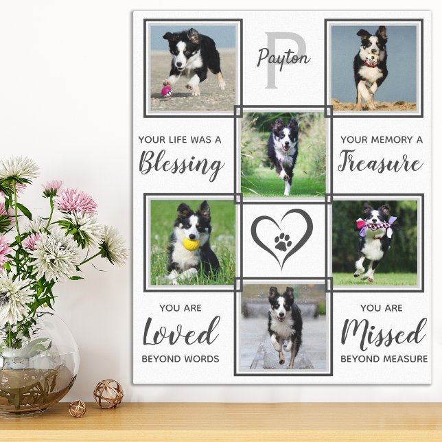 Pet Memorial Marble 6 Dog Photo Collage Canvas Print (Creator Uploaded)