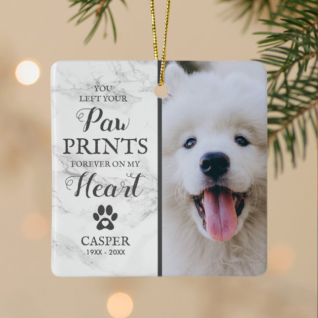 Pet Memorial Marble Photo Christmas Ornament (Creator Uploaded)