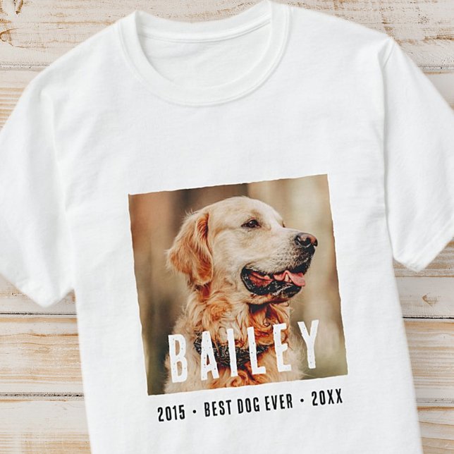 Pet Memorial Modern Best Dog Ever Custom Photo T-Shirt (Creator Uploaded)