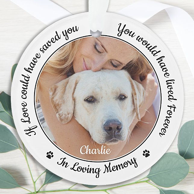Pet Memorial Modern Custom Dog 2 Photo Sympathy Ornament (Creator Uploaded)