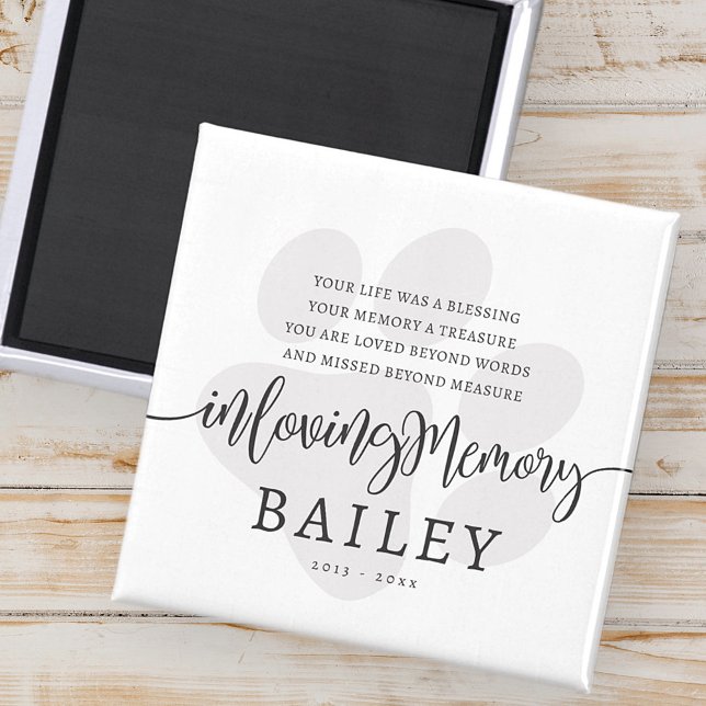 Pet Memorial Modern Elegant Simple Chic Paw Magnet (Creator Uploaded)