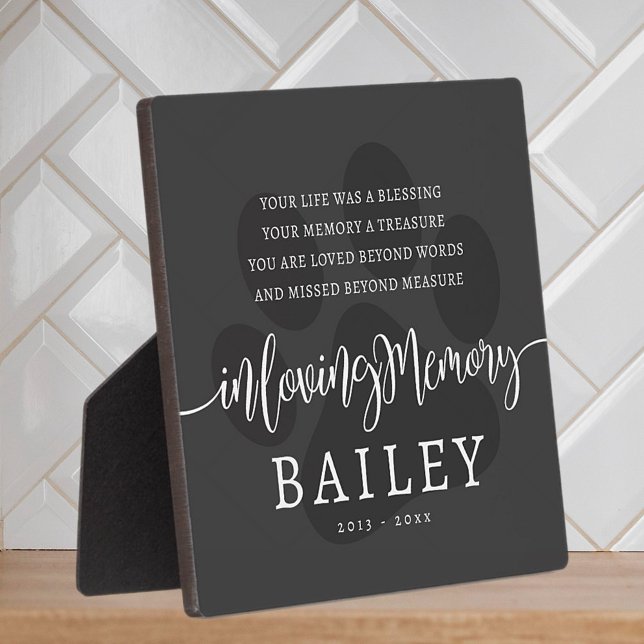 Pet Memorial Modern Elegant Simple Chic Paw Plaque (Creator Uploaded)