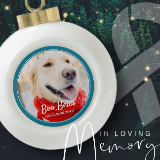 Pet Memorial Modern Frames Simple Photo Ceramic Ball Christmas Ornament