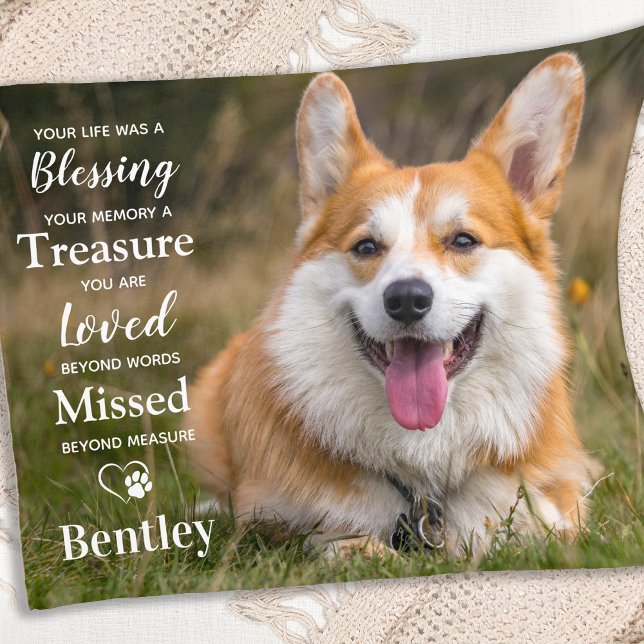 Pet Memorial Modern Personalised Dog Photo Fleece Blanket (Creator Uploaded)