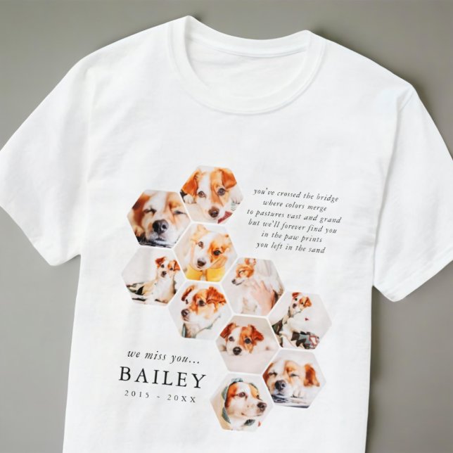 Pet Memorial Modern Simple 10 Photo Collage T-Shirt (Creator Uploaded)