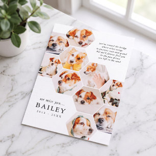 Pet Memorial Modern Simple 10 Photo Collage Thank You Card