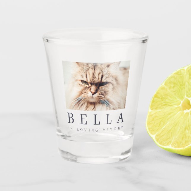 Pet Memorial Modern Simple Chic Family Photo Shot Glass (Front)