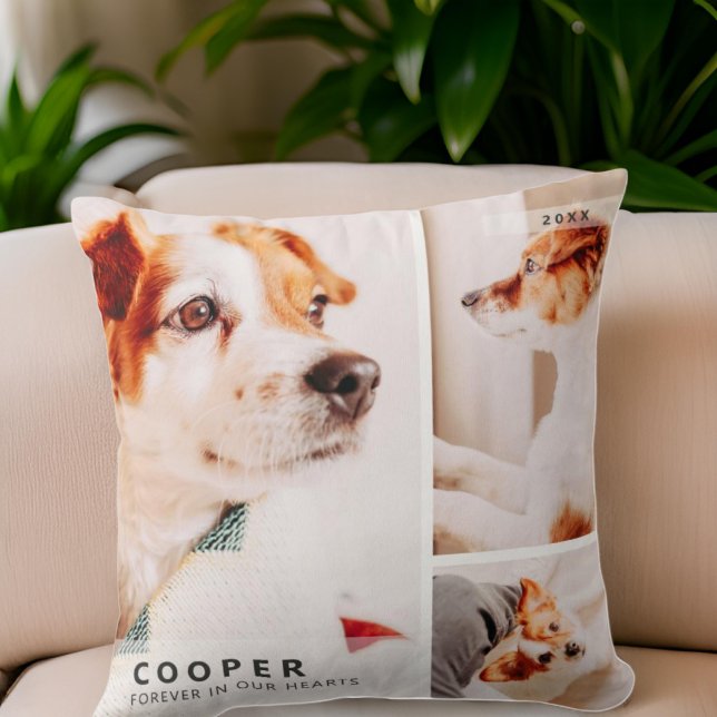 Pet Memorial Modern Simple Geometric Photo Collage Cushion (Creator Uploaded)