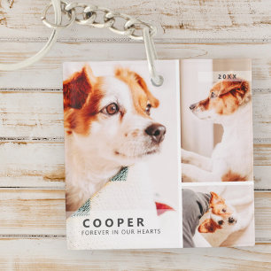 Pet Memorial Modern Simple Geometric Photo Collage Key Ring