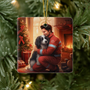 Pet Memorial Ornament, Papillon Dog Mum Gift Ceramic Ornament