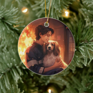 Pet Memorial Ornament,  Papillon Dog Mum Gift Ceramic Tree Decoration