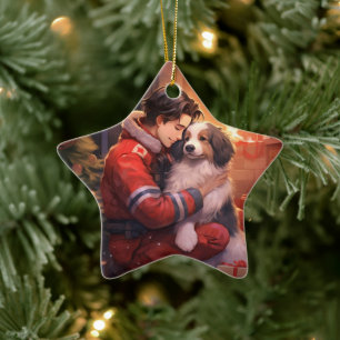 Pet Memorial Ornament,  Papillon Dog Mum Gift Ceramic Tree Decoration