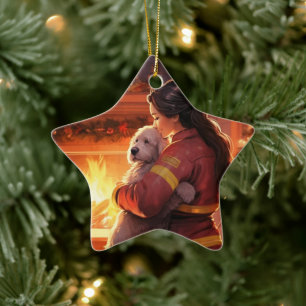 Pet Memorial Ornament,  Papillon Dog Mum Gift Ceramic Tree Decoration