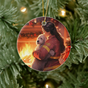 Pet Memorial Ornament,  Papillon Dog Mum Gift Ceramic Tree Decoration