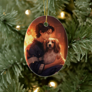 Pet Memorial Ornament,  Papillon Dog Mum Gift Ceramic Tree Decoration