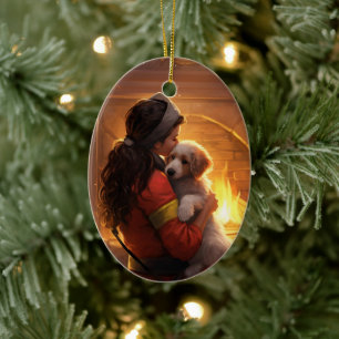 Pet Memorial Ornament,  Papillon Dog Mum Gift Ceramic Tree Decoration
