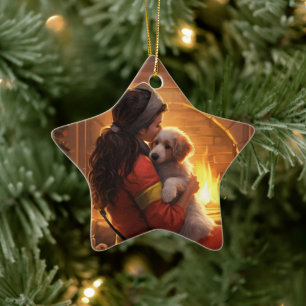 Pet Memorial Ornament,  Papillon Dog Mum Gift Ceramic Tree Decoration