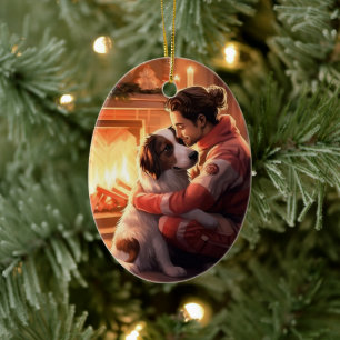 Pet Memorial Ornament,  Papillon Dog Mum Gift Ceramic Tree Decoration