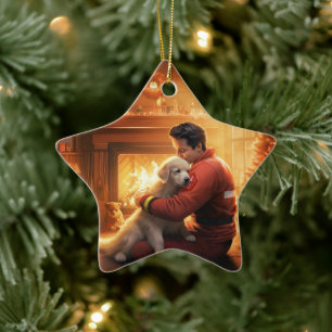 Pet Memorial Ornament,  Papillon Dog Mum Gift Ceramic Tree Decoration