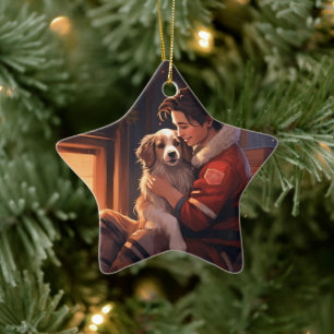 Pet Memorial Ornament,  Papillon Dog Mum Gift Ceramic Tree Decoration