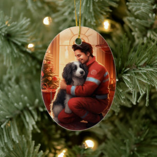 Pet Memorial Ornament,  Papillon Dog Mum Gift Ceramic Tree Decoration