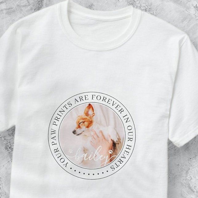 Pet Memorial Paw Prints Hearts Elegant Chic Photo T-Shirt (Creator Uploaded)
