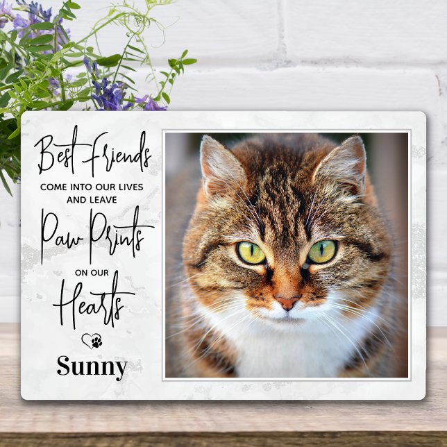 Pet Memorial Paw Prints Personalised Cat Photo Plaque (Creator Uploaded)