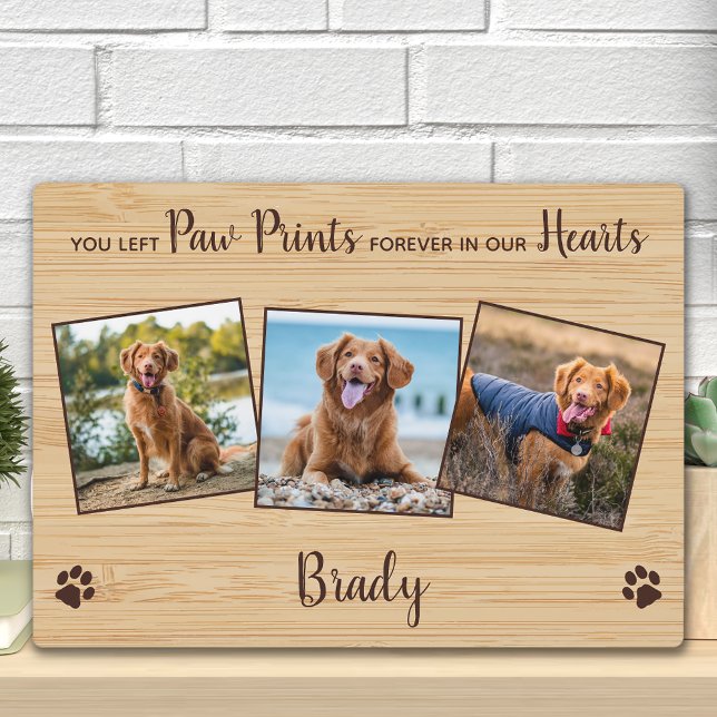 Pet Memorial Paw Prints Personalised Photo Collage Plaque (Creator Uploaded)