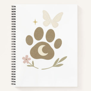 Pet Memorial Paw with Moon & Butterfly – Sympathy Notebook