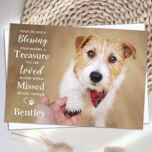 Pet Memorial Personalise Modern Dog Photo Sympathy Thank You Card