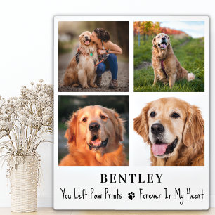 Pet Memorial Personalised 4 Photo Collage Dog Plaque