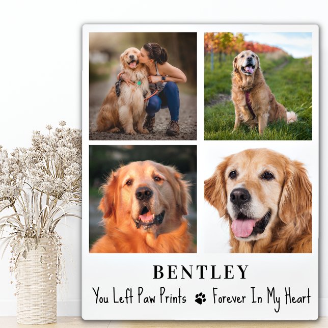 Pet Memorial Personalised 4 Photo Collage Dog Plaque (Creator Uploaded)