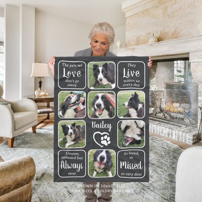 Pet Memorial Personalised 7 Photo Collage Custom Fleece Blanket (Creator Uploaded)