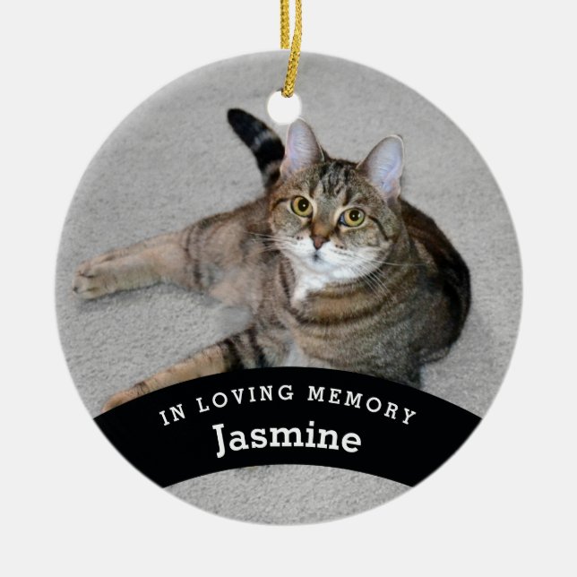 Pet Memorial Personalised Add Name and Photo Ceramic Tree Decoration (Front)