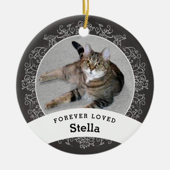 Pet Memorial Personalised Chalkboard Add Photo Ceramic Tree Decoration (Front)