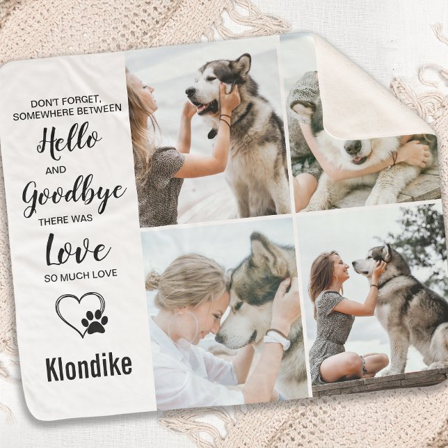 Pet Memorial Personalised Dog 4 Pictures Collage Sherpa Blanket (Creator Uploaded)