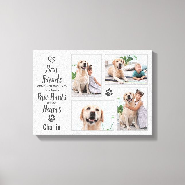 Pet Memorial Personalised Dog Photo Collage Canvas Print (Front)