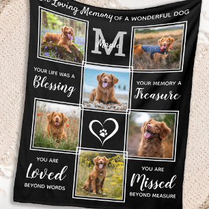 Pet Memorial Personalised Dog Photo Collage Fleece Blanket