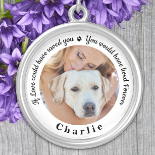Pet Memorial Personalised Dog Photo Silver Plated Necklace