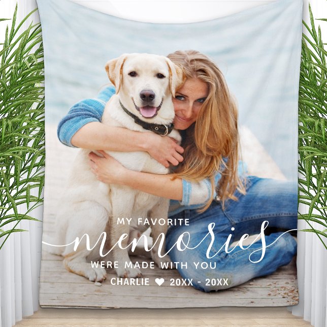 Pet Memorial Personalised Modern Dog Photo Fleece Blanket (Creator Uploaded)